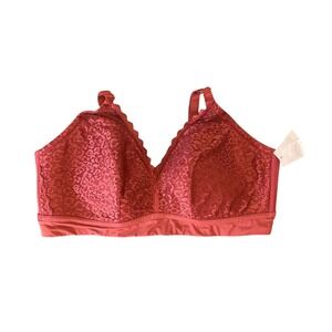 Auden Berry Red Floral Lace Lightly Lined Bralette Plus Size 4X New With Tags
